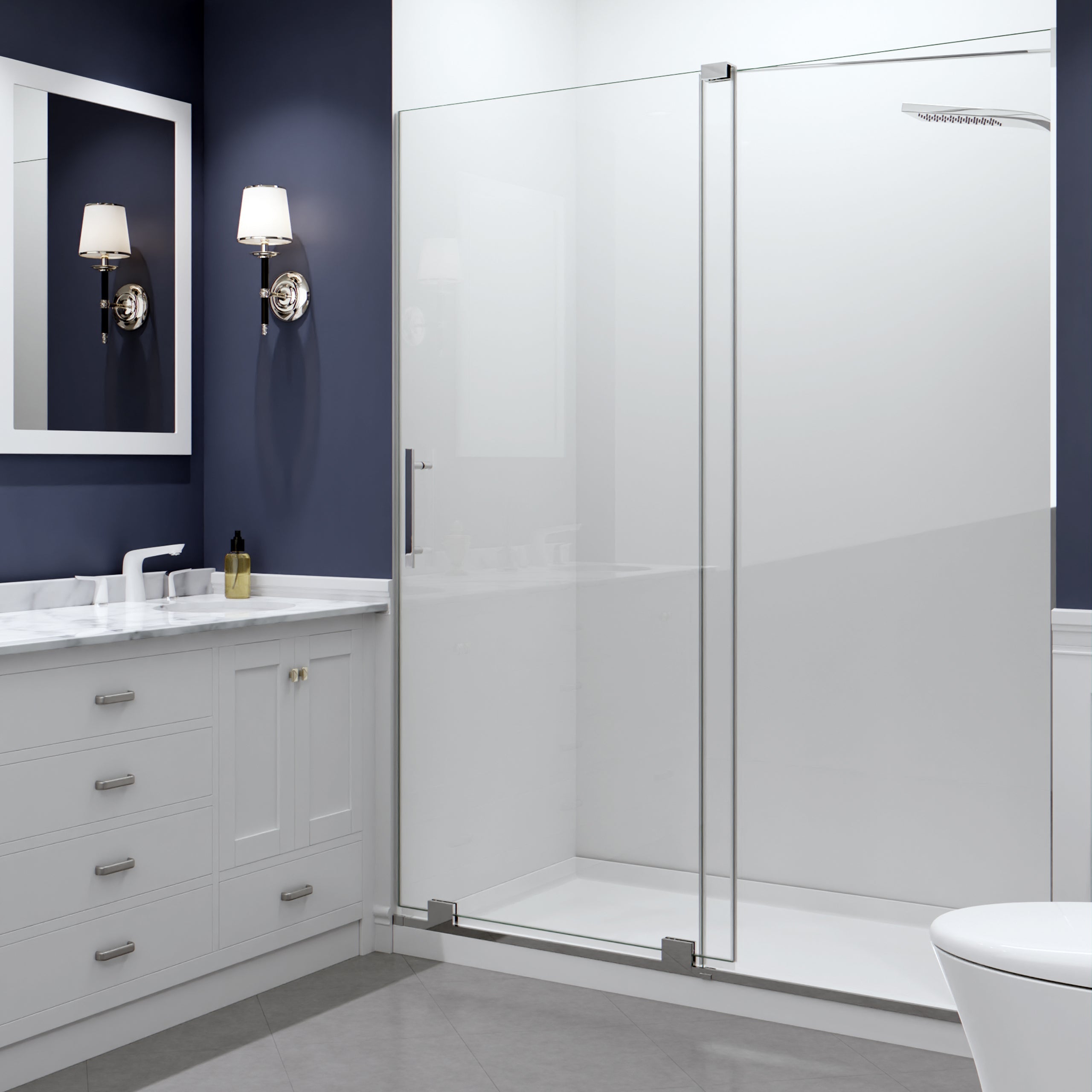 Anzzi Longboat Series 60 in. x 76 in. Semi-Frameless Shower Door with TSUNAMI GUARD SD-AZ055-01 -- SD-AZ055-01BN