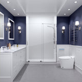 Anzzi Longboat Series 60 in. x 76 in. Semi-Frameless Shower Door with TSUNAMI GUARD SD-AZ055-01 -- SD-AZ055-01BN