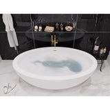 Anzzi Lusso 6.3 ft. Solid Surface Center Drain Freestanding Bathtub in Matte White FT-AZ504 - FT-AZ504