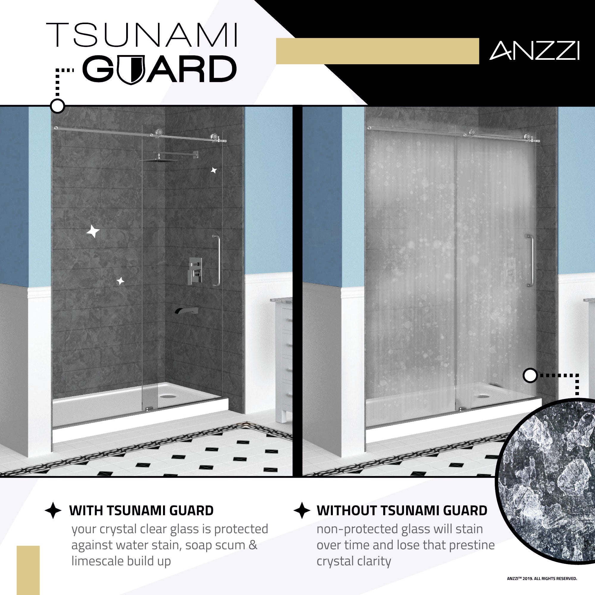 Anzzi Madam Series 60 in. by 76 in. Frameless Sliding Shower Door with Handle SD-AZ13-02 - SD-AZ13-02BN