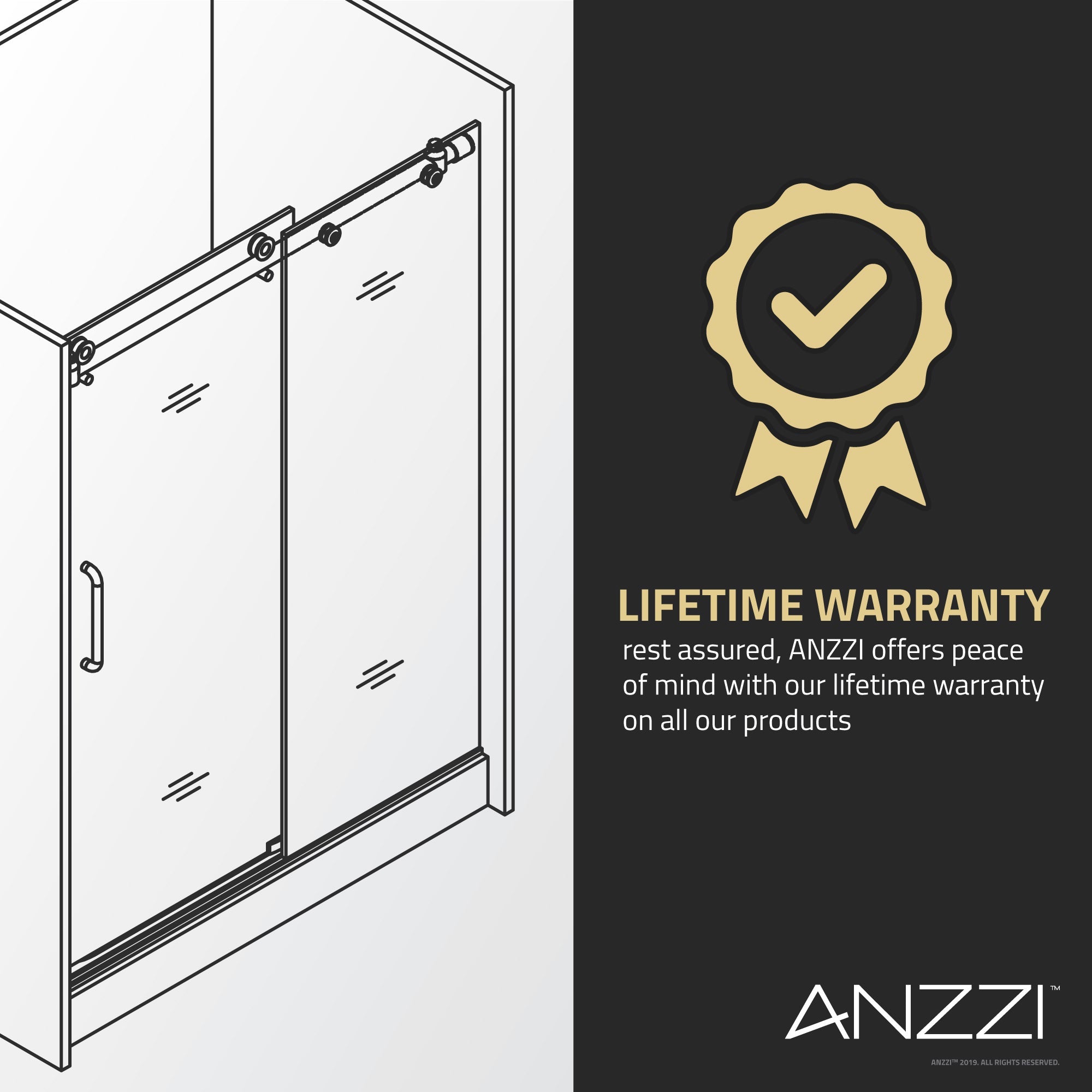 Anzzi Madam Series 60 in. by 76 in. Frameless Sliding Shower Door with Handle SD-AZ13-02 - SD-AZ13-02BN