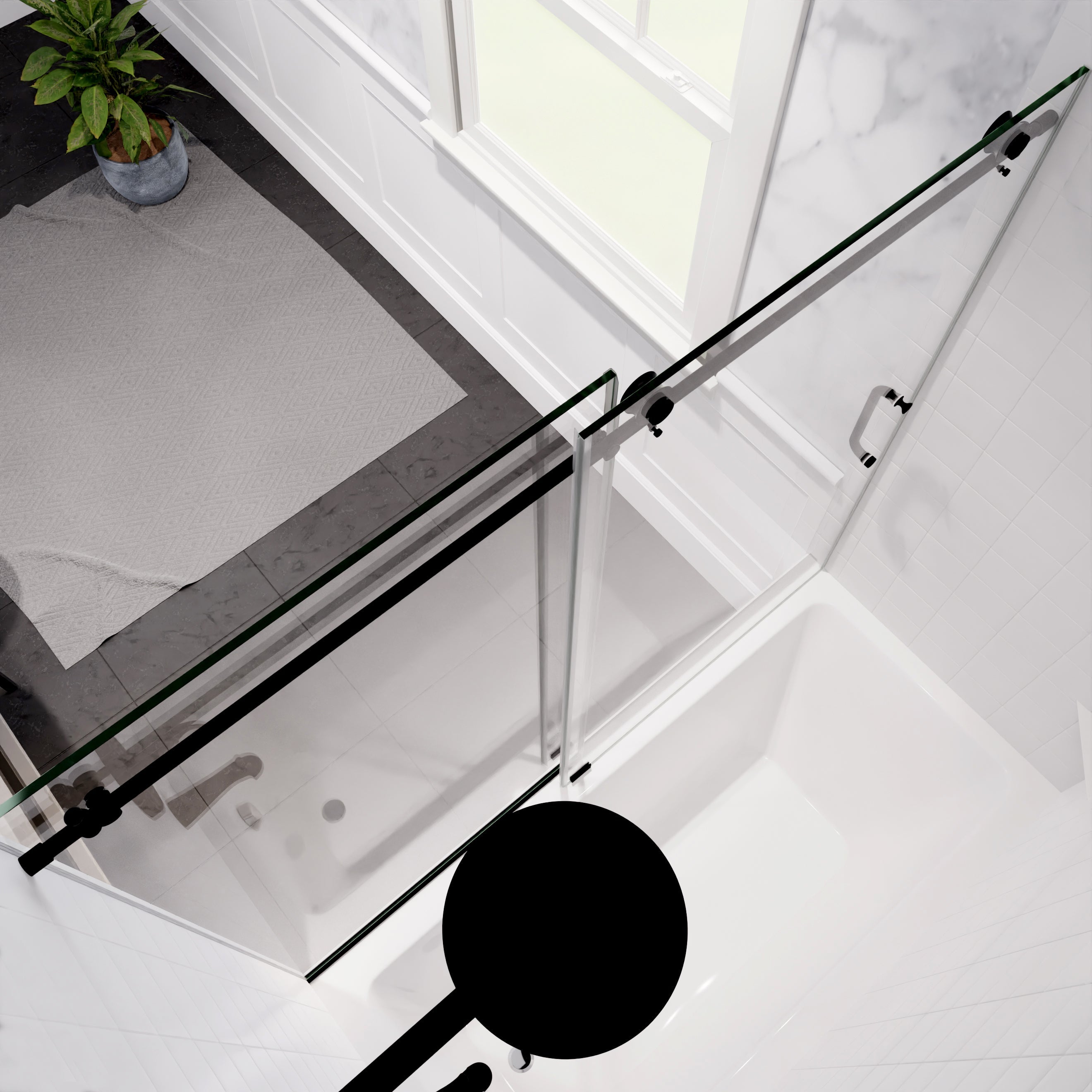 Anzzi Raymore Series 60 in. x 62 in. Frameless Sliding Tub Door SD-AZ8080-01 - SD-AZ8080-01BN