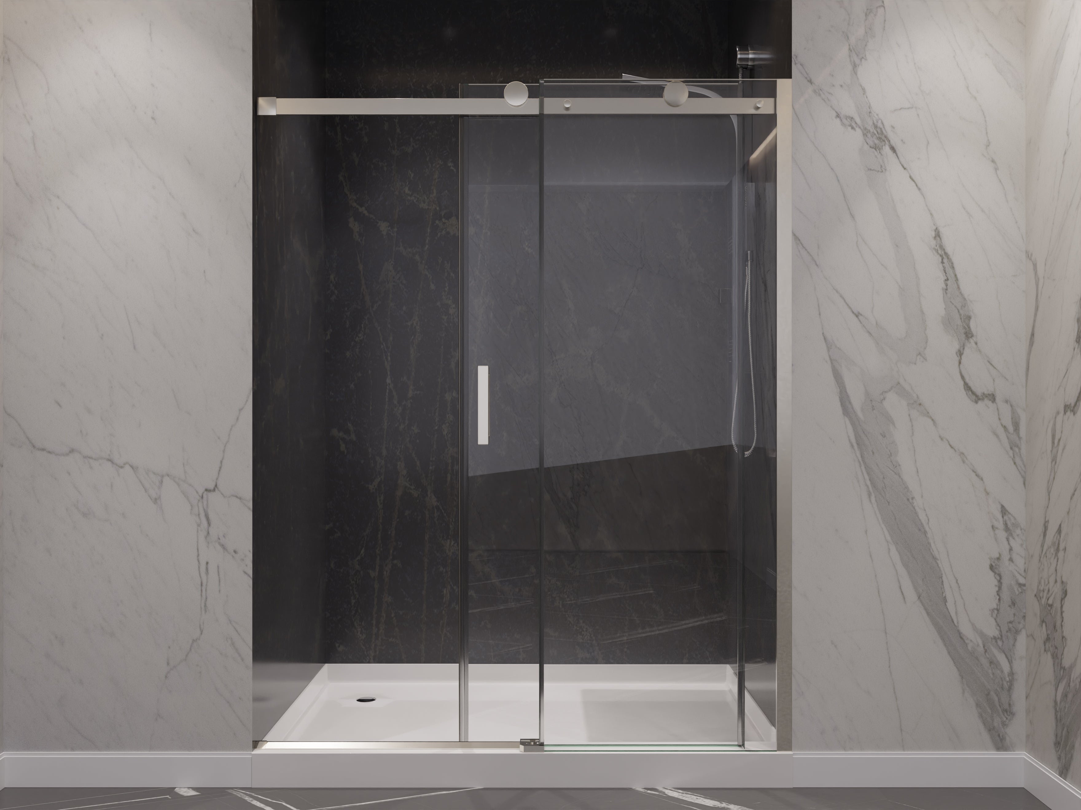 Anzzi Rhodes Series 60 in. x 76 in. Frameless Sliding Shower Door with Handle  SD-FRLS05702 - SD-FRLS05702BN