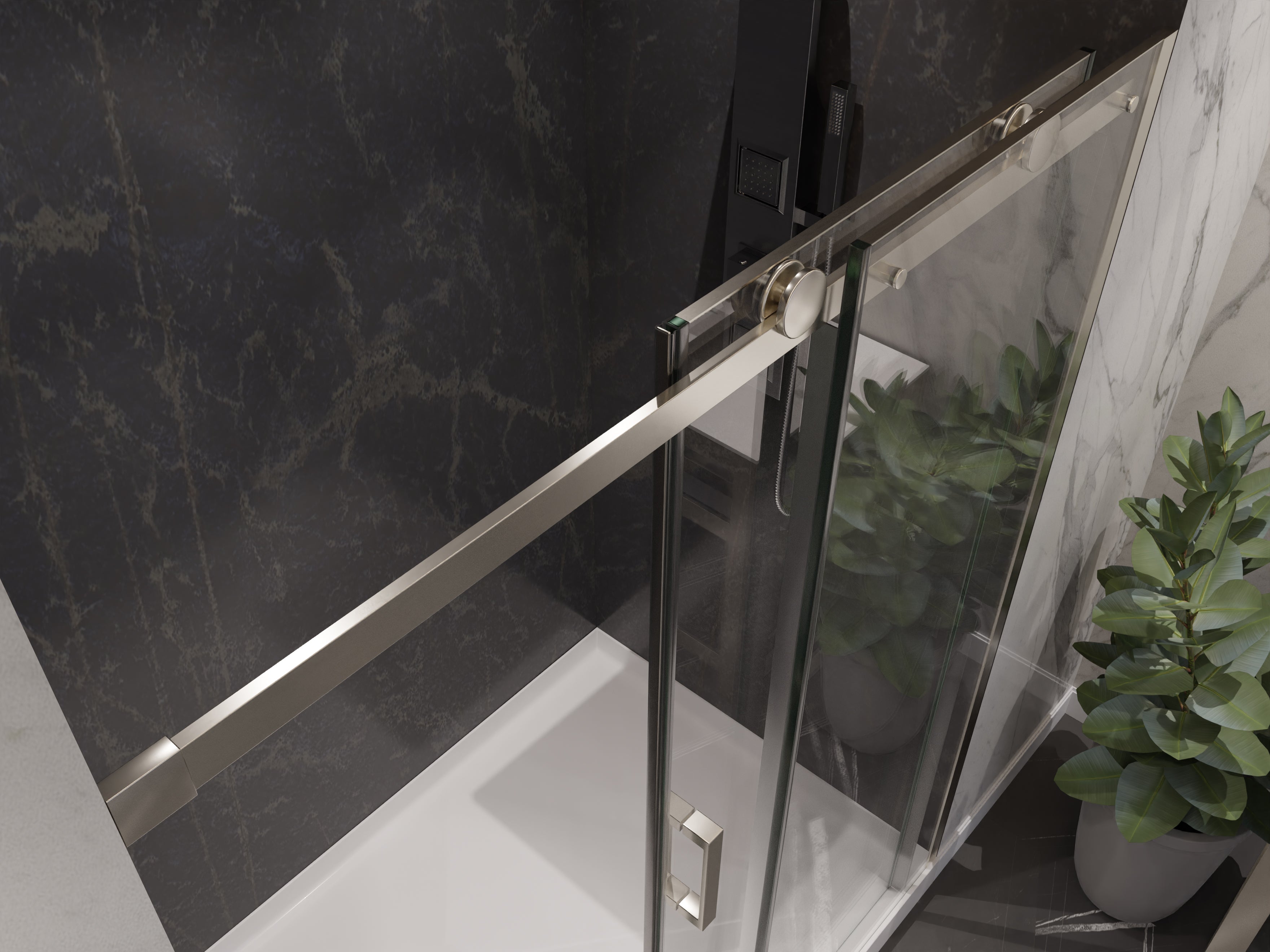 Anzzi Rhodes Series 60 in. x 76 in. Frameless Sliding Shower Door with Handle  SD-FRLS05702 - SD-FRLS05702BN