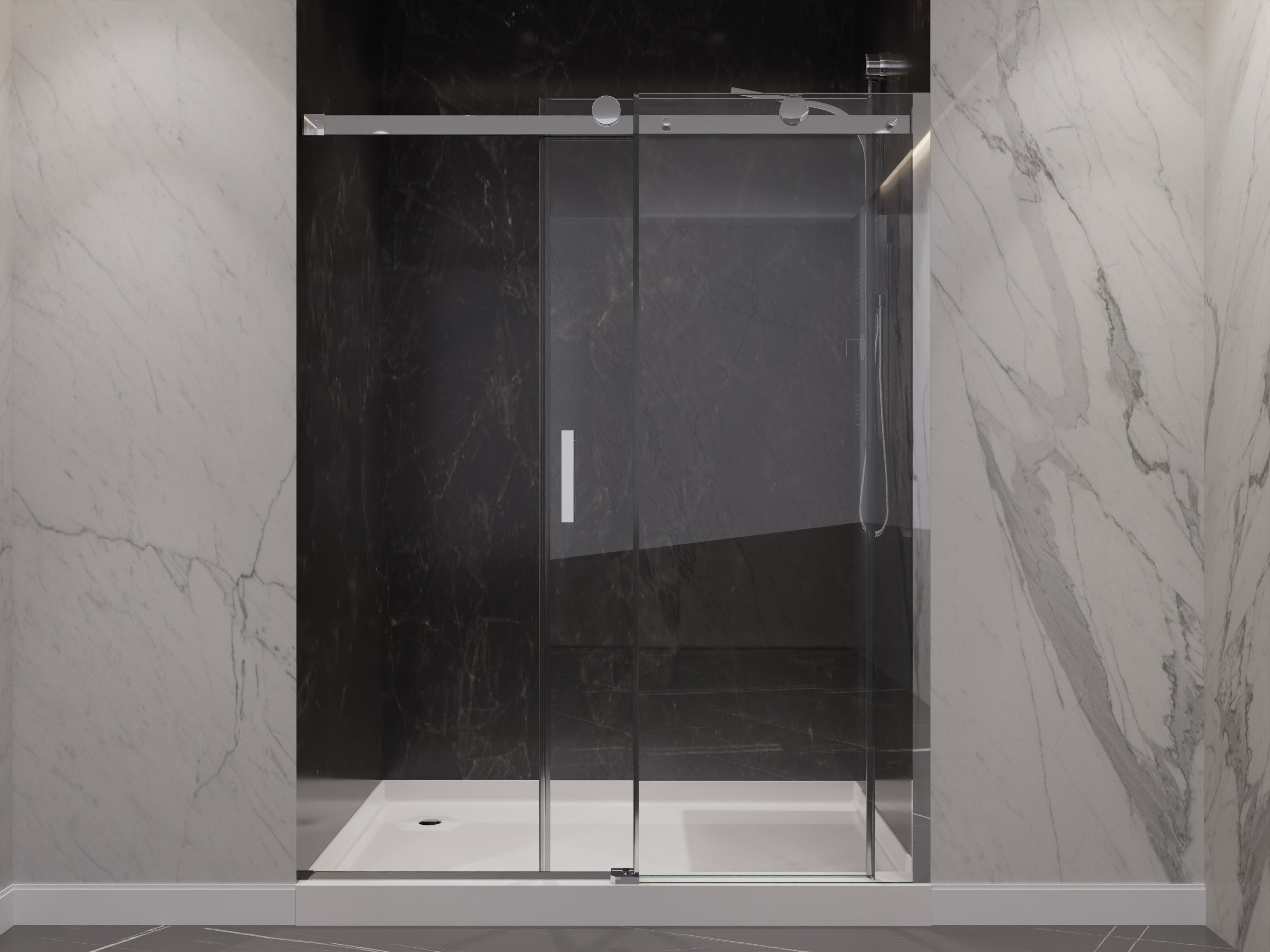 Anzzi Rhodes Series 60 in. x 76 in. Frameless Sliding Shower Door with Handle  SD-FRLS05702 - SD-FRLS05702BN