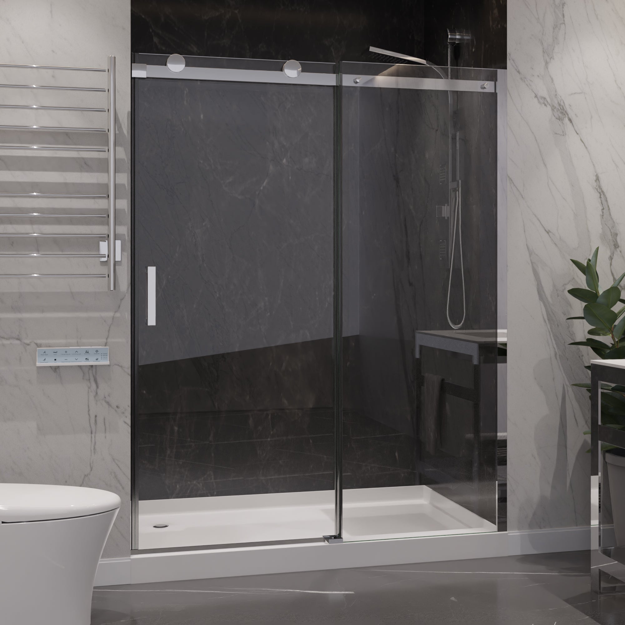 Anzzi Rhodes Series 60 in. x 76 in. Frameless Sliding Shower Door with Handle  SD-FRLS05702 - SD-FRLS05702BN