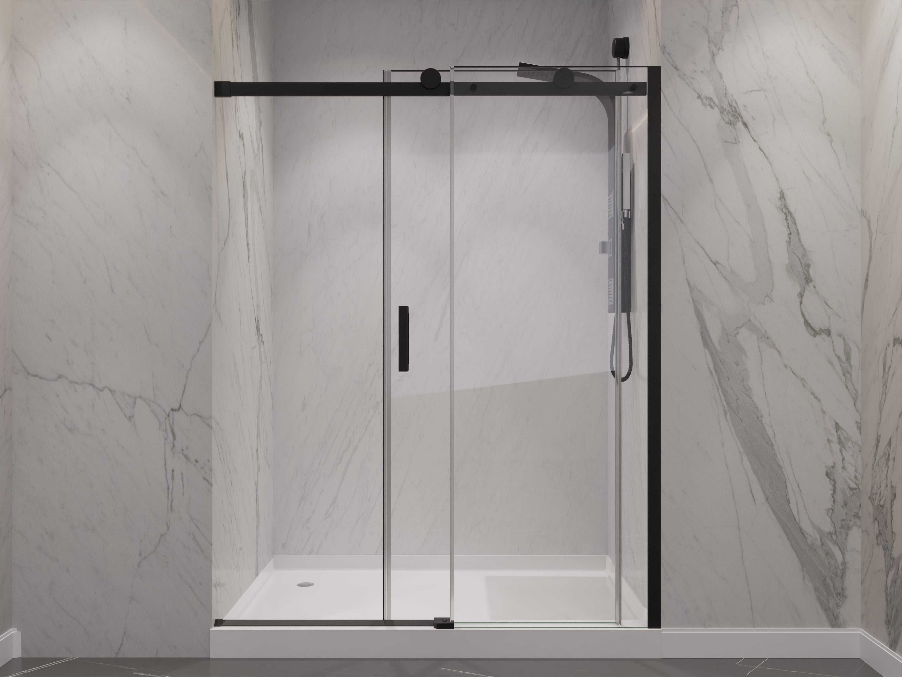 Anzzi Rhodes Series 60 in. x 76 in. Frameless Sliding Shower Door with Handle  SD-FRLS05702 - SD-FRLS05702BN