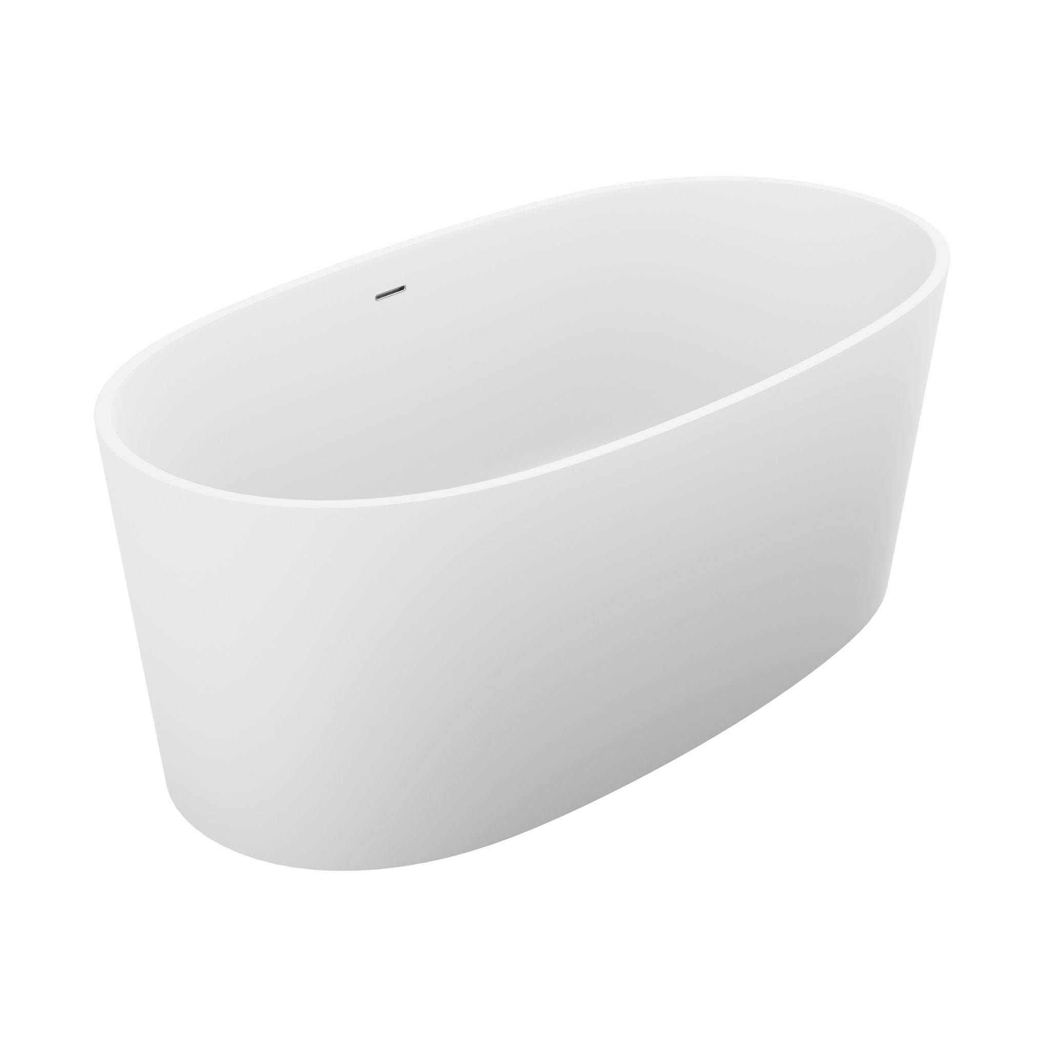 Anzzi Roccia 5.1 ft. Solid Surface Center Drain Freestanding Bathtub in Matte White FT-AZ505 - FT-AZ505