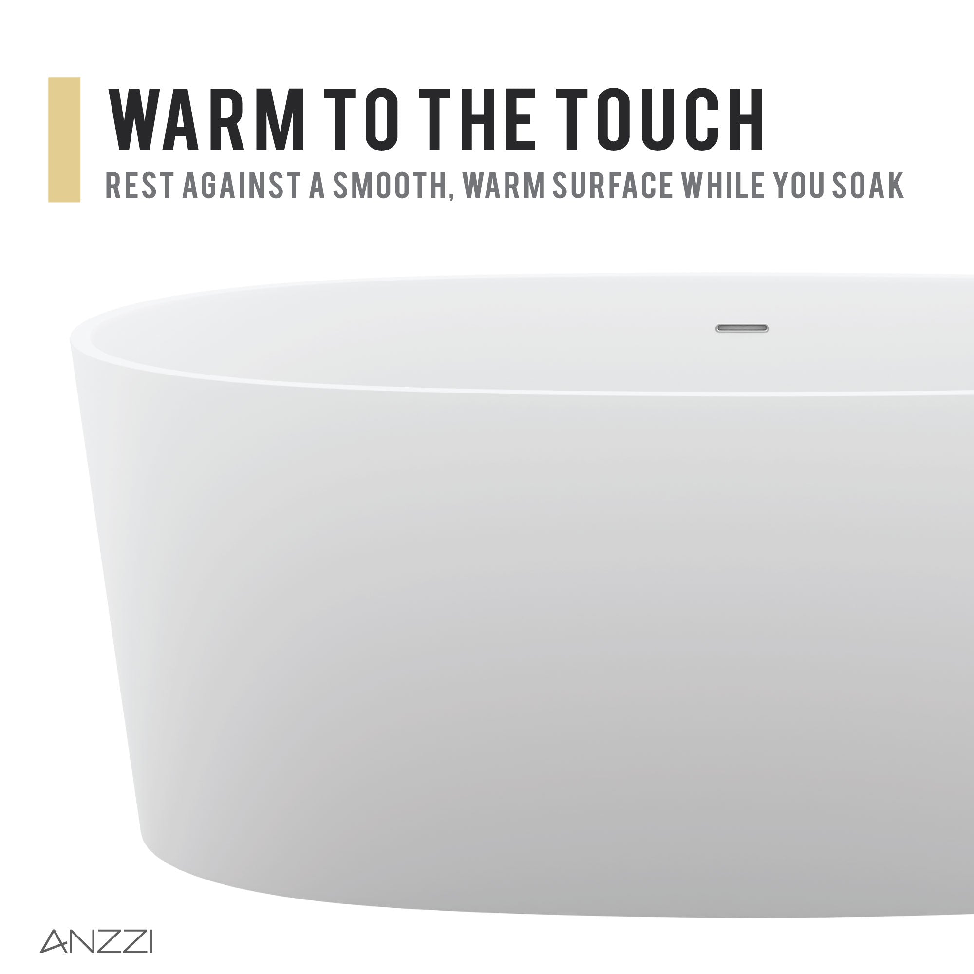 Anzzi Roccia 5.1 ft. Solid Surface Center Drain Freestanding Bathtub in Matte White FT-AZ505 - FT-AZ505