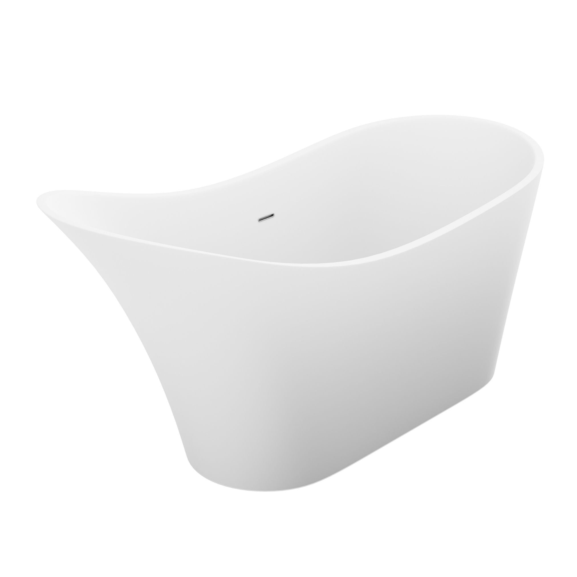 Anzzi Tuasavi 5.6 ft. Solid Surface Center Drain Freestanding Bathtub in Matte White FT-AZ8418 - FT-AZ8418