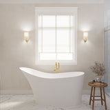 Anzzi Tuasavi 5.6 ft. Solid Surface Center Drain Freestanding Bathtub in Matte White FT-AZ8418 - FT-AZ8418