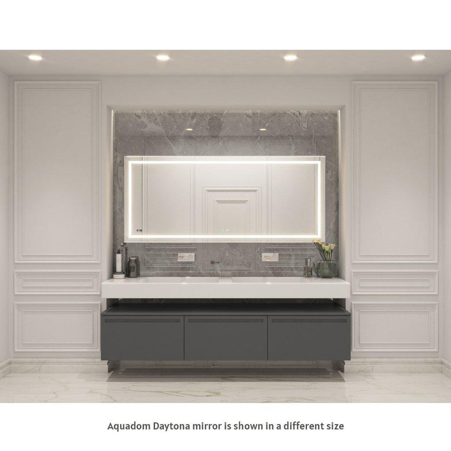 Aquadom Daytona  24" x 36" Rectangle  Ultra-Slim Frame LED Lighted Bathroom Mirror With Defogger - D-2436-N