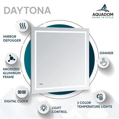 Aquadom Daytona 30" x 40" Rectangle Ultra-Slim Frame LED Lighted Bathroom Mirror With Defogger - D-3040-N