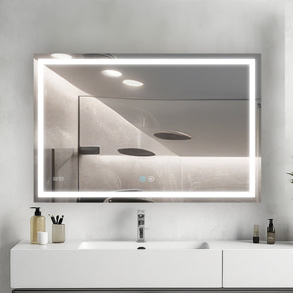 Aquadom Daytona 40" x 30" Rectangle Ultra-Slim Frame LED Lighted Bathroom Mirror With Defogger - D-4030-N