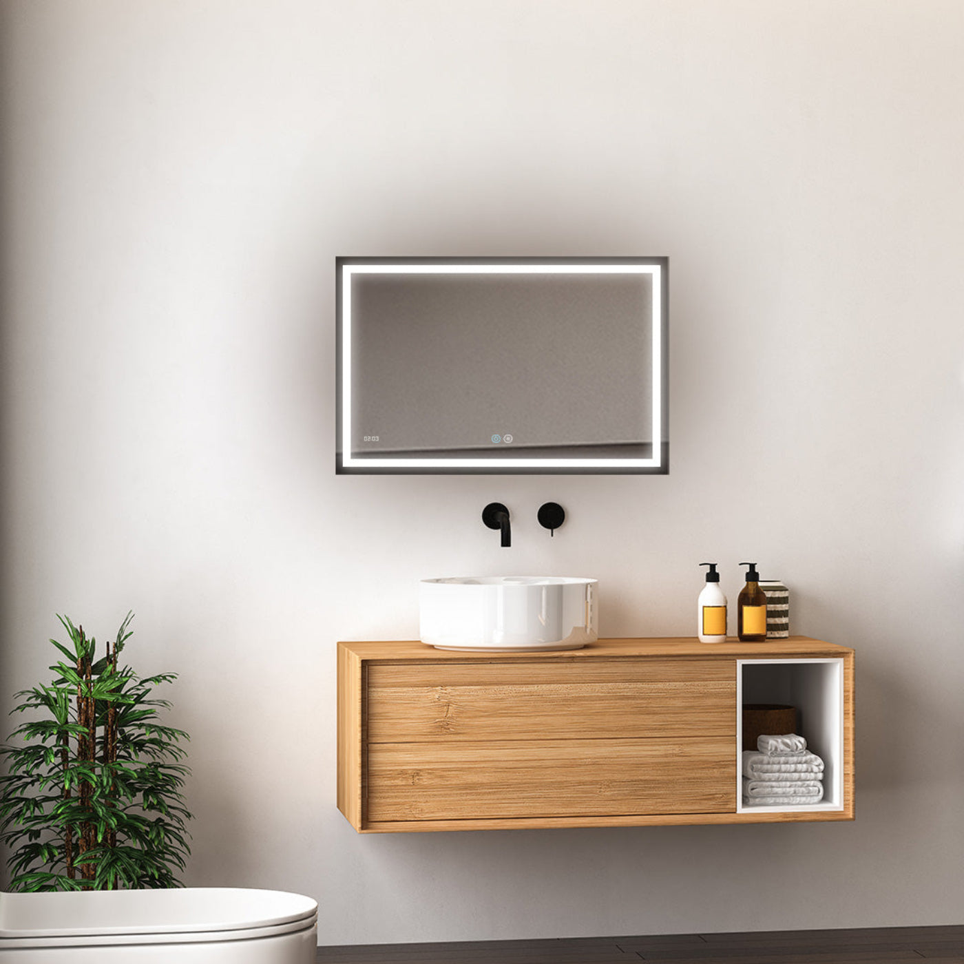 Aquadom Daytona 40" x 30" Rectangle Ultra-Slim Frame LED Lighted Bathroom Mirror With Defogger - D-4030-N