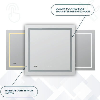 Aquadom Daytona 40" x 30" Rectangle Ultra-Slim Frame LED Lighted Bathroom Mirror With Defogger - D-4030-N