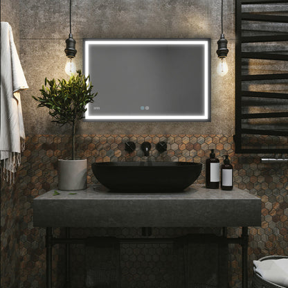 Aquadom Daytona 40" x 36" Rectangle Ultra-Slim Frame LED Lighted Bathroom Mirror With Defogger - D-4036-N