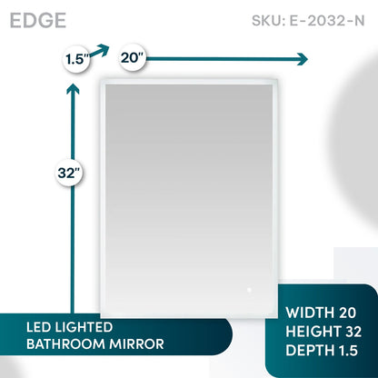 Aquadom Edge 20" x 32" LED Lighted Mirror - E-2032-N