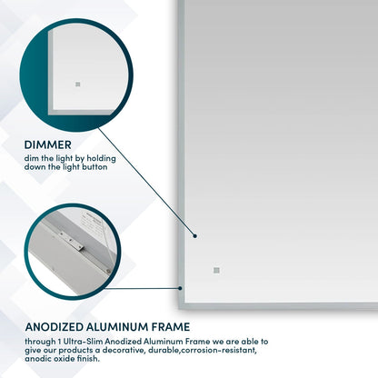 Aquadom Edge 40" x 32" LED Lighted Mirror - E-4032-N