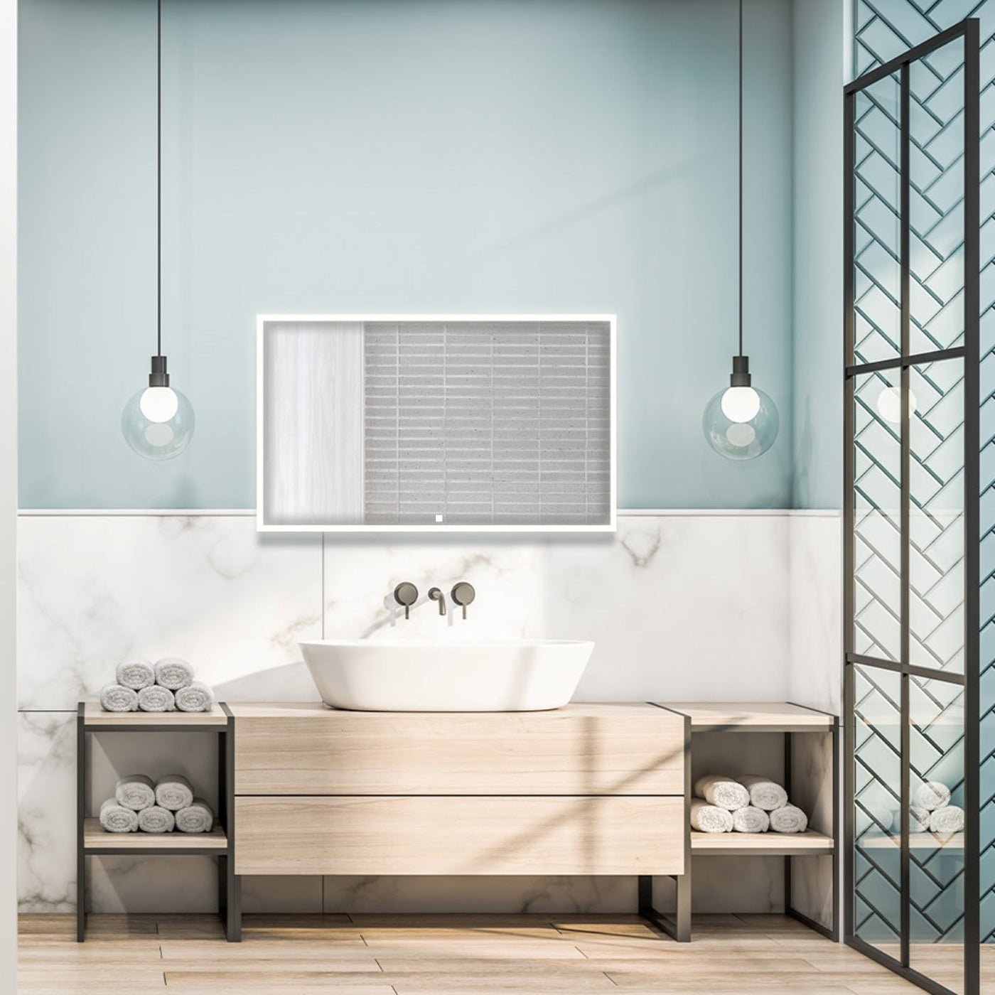 Aquadom Edge 48" x 32" LED Lighted Mirror - E-4832-N