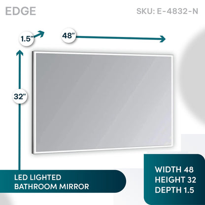 Aquadom Edge 48" x 32" LED Lighted Mirror - E-4832-N