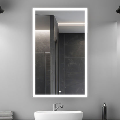 Aquadom Edge Royale 20" x 32" Left Hinged Medicine Cabinet With Lighting, Defogger, Integrated LED 3X Magnifying Mirror, 8mm Clear Adjustable Glass Shelves and Electrical Outlet With USB - ER-2032L-N