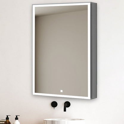 Aquadom Edge Royale 20" x 32" Left Hinged Medicine Cabinet With Lighting, Defogger, Integrated LED 3X Magnifying Mirror, 8mm Clear Adjustable Glass Shelves and Electrical Outlet With USB - ER-2032L-N