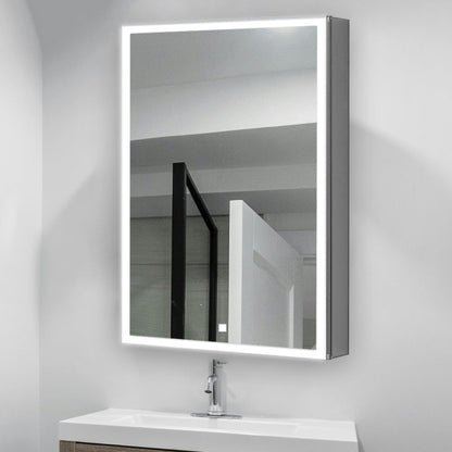 Aquadom Edge Royale 24" x 32" Right Hinged Medicine Cabinet With Lighting, Defogger, Integrated LED 3X Magnifying Mirror, 8mm Clear Adjustable Glass Shelves and Electrical Outlet With USB - ER-2432R-N