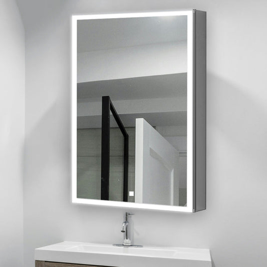 Aquadom Edge Royale 24" x 32" Right Hinged Medicine Cabinet With Lighting, Defogger, Integrated LED 3X Magnifying Mirror, 8mm Clear Adjustable Glass Shelves and Electrical Outlet With USB - ER-2432R-N