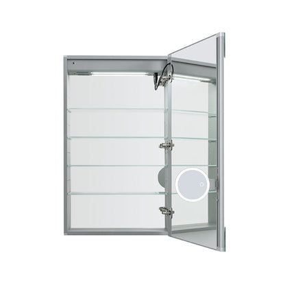 Aquadom Edge Royale 24" x 32" Right Hinged Medicine Cabinet With Lighting, Defogger, Integrated LED 3X Magnifying Mirror, 8mm Clear Adjustable Glass Shelves and Electrical Outlet With USB - ER-2432R-N