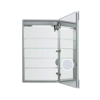 Aquadom Edge Royale 24" x 32" Right Hinged Medicine Cabinet With Lighting, Defogger, Integrated LED 3X Magnifying Mirror, 8mm Clear Adjustable Glass Shelves and Electrical Outlet With USB - ER-2432R-N