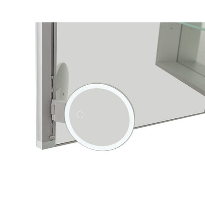 Aquadom Edge Royale 30" x 32" LED Lighted Medicine Cabinet With Defogger, Integrated LED 3X Magnifying Mirror, 8mm Clear Adjustable Glass Shelves and Electrical Outlet With USB - ER-3032-N