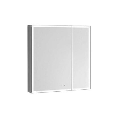 Aquadom Edge Royale 30" x 32" LED Lighted Medicine Cabinet With Defogger, Integrated LED 3X Magnifying Mirror, 8mm Clear Adjustable Glass Shelves and Electrical Outlet With USB - ER-3032-N