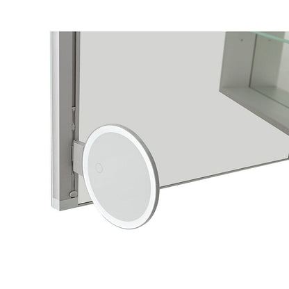 Aquadom Edge Royale 30" x 32" LED Lighted Medicine Cabinet With Defogger, Integrated LED 3X Magnifying Mirror, 8mm Clear Adjustable Glass Shelves and Electrical Outlet With USB - ER-3032-N