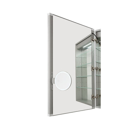 Aquadom Edge Royale 36" x 32" LED Lighted Medicine Cabinet With Defogger, Integrated LED 3X Magnifying Mirror, 8mm Clear Adjustable Glass Shelves and Electrical Outlet With USB - ER-3632-N