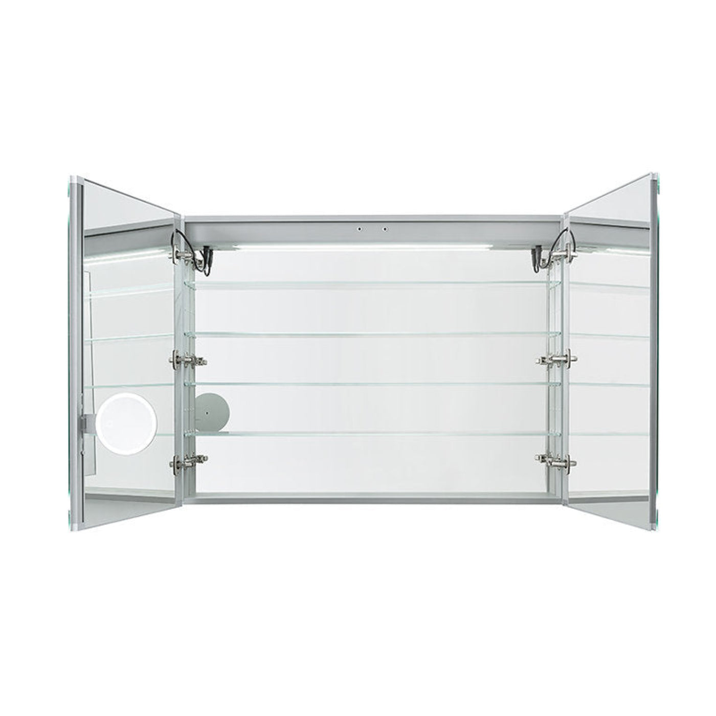 Aquadom Edge Royale 48" x 32" LED Lighted Medicine Cabinet With Defogger, Integrated LED 3X Magnifying Mirror, 8mm Clear Adjustable Glass Shelves and Electrical Outlet With USB - ER-4832-N