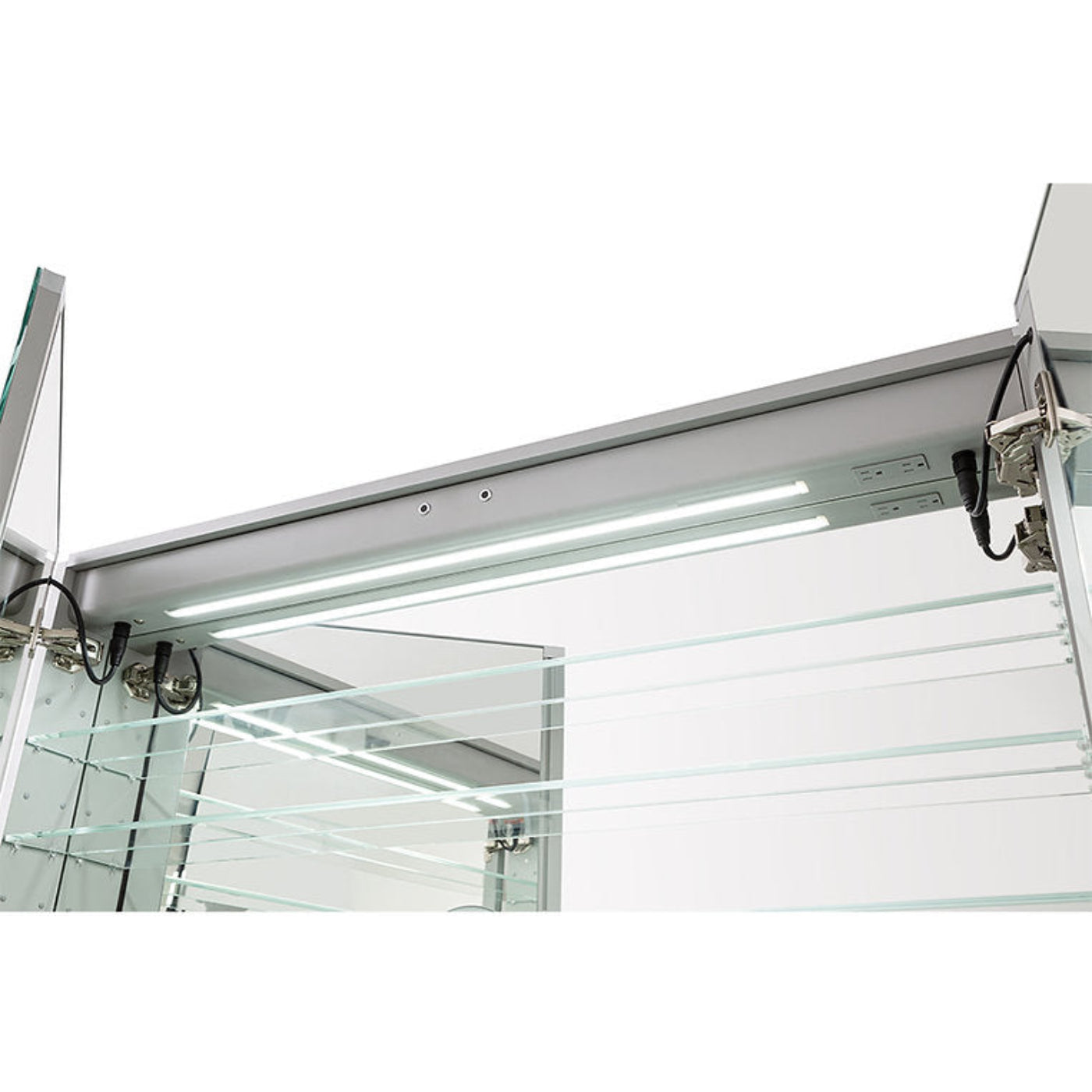 Aquadom Edge Royale 48" x 32" LED Lighted Medicine Cabinet With Defogger, Integrated LED 3X Magnifying Mirror, 8mm Clear Adjustable Glass Shelves and Electrical Outlet With USB - ER-4832-N