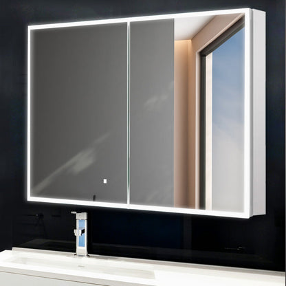Aquadom Royale Basic 24" x 30" Single View Rectangle Right Hinged Recessed or Surface Mount Medicine Cabinet With LED Lighting, Touch Screen Button, Dimmer - RB-2430R-N