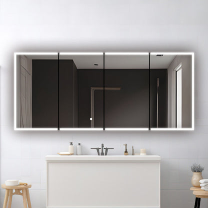 Aquadom Edge Royale 72" x 32" LED Lighted Medicine Cabinet With Defogger, Integrated LED 3X Magnifying Mirror, 8mm Clear Adjustable Glass Shelves and Electrical Outlet With USB - ER4-7232-N