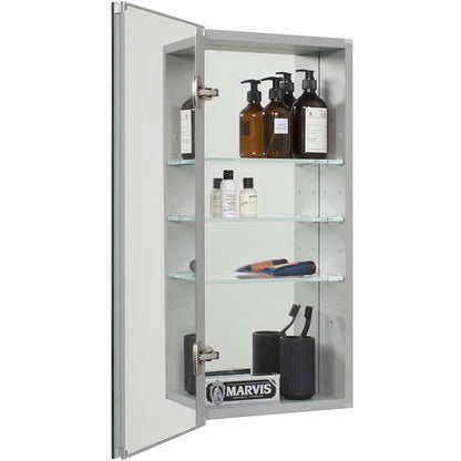 Aquadom Royale 15" x 30" Rectangle Recessed or Surface Mount Single Door Bathroom Medicine Cabinet - R-1530