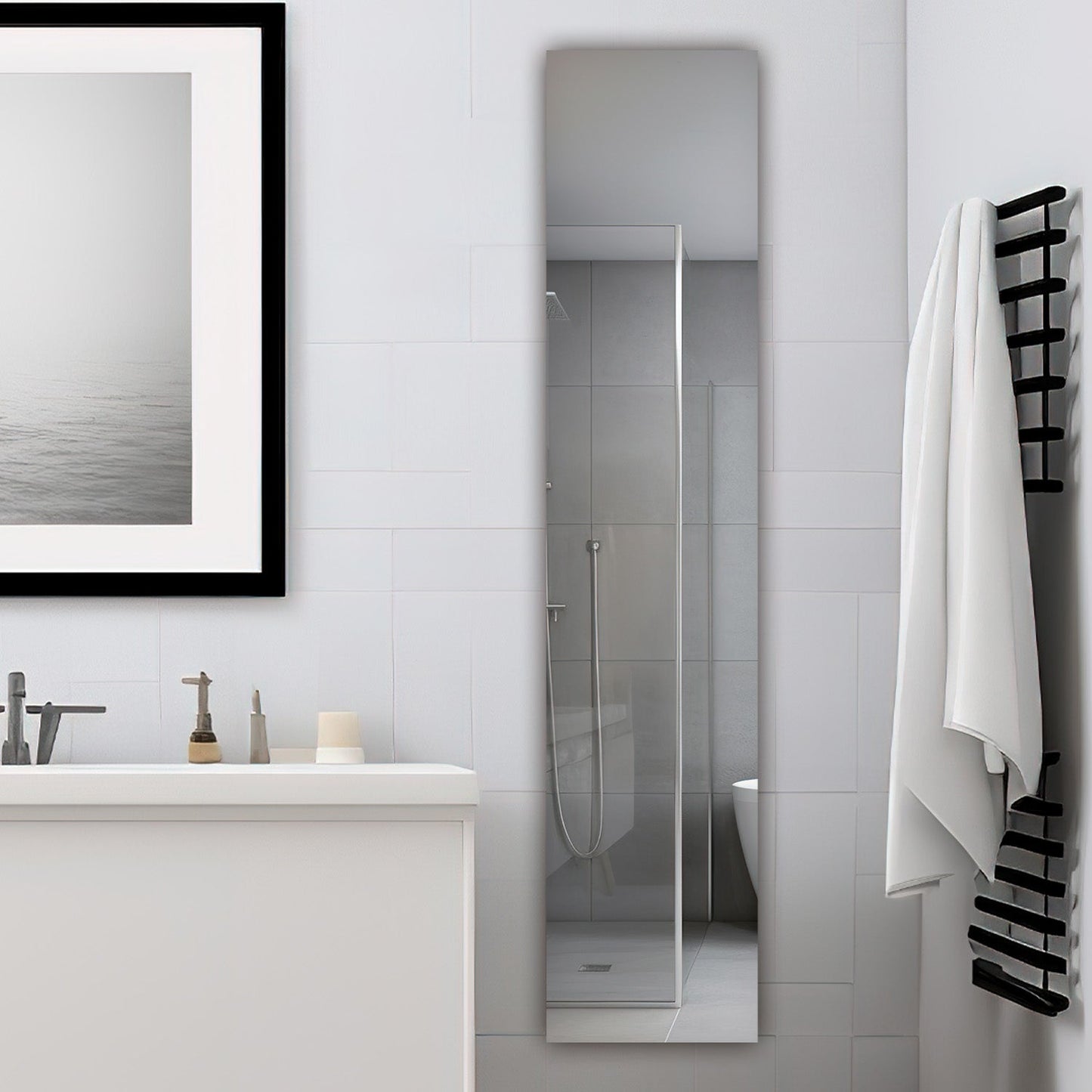 Aquadom Royale 15" x 70" Rectangular Left-Hinged Recessed or Surface Mount Medicine Cabinet With LED Lighting, Touch Screen Button, Defogger - R-1570L-E