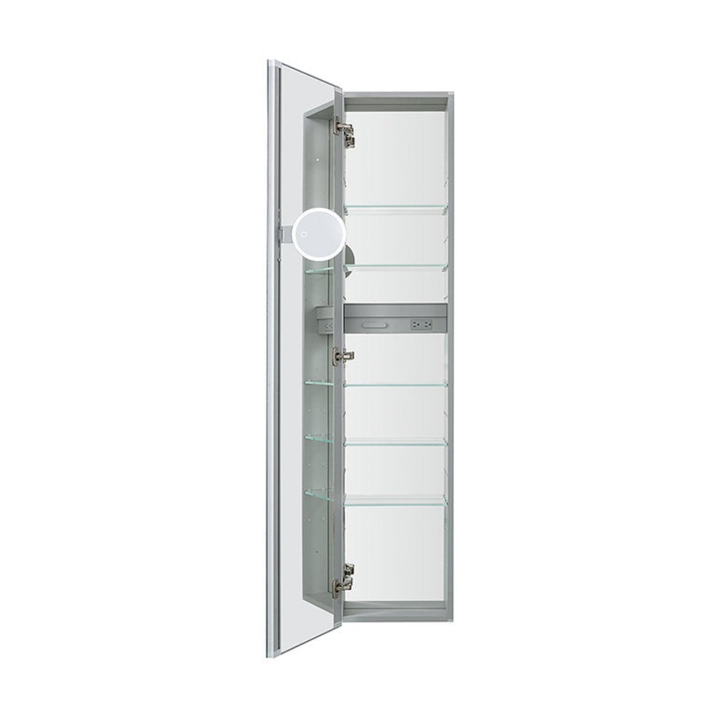 Aquadom Royale 15" x 70" Rectangular Left-Hinged Recessed or Surface Mount Medicine Cabinet With LED Lighting, Touch Screen Button, Defogger - R-1570L-E