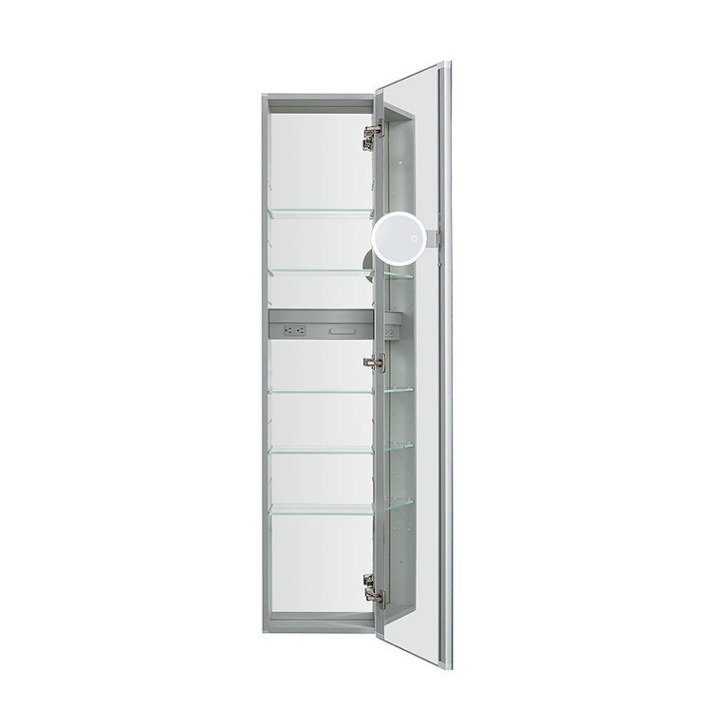Aquadom Royale 15" x 70" Rectangular Right-Hinged Recessed or Surface Mount Medicine Cabinet With LED Lighting, Touch Screen Button, Defogger - R-1570R-E