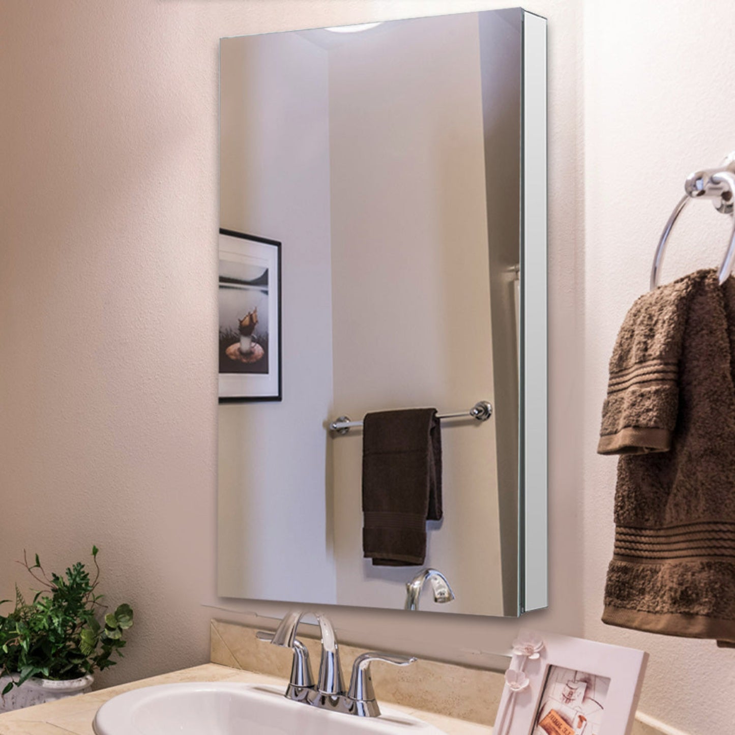 Aquadom Royale 24" x 36" Rectangular Right-Hinged Recessed or Surface Mount Medicine Cabinet With LED Lighting, Touch Screen Button, Defogger - R-2436R-E