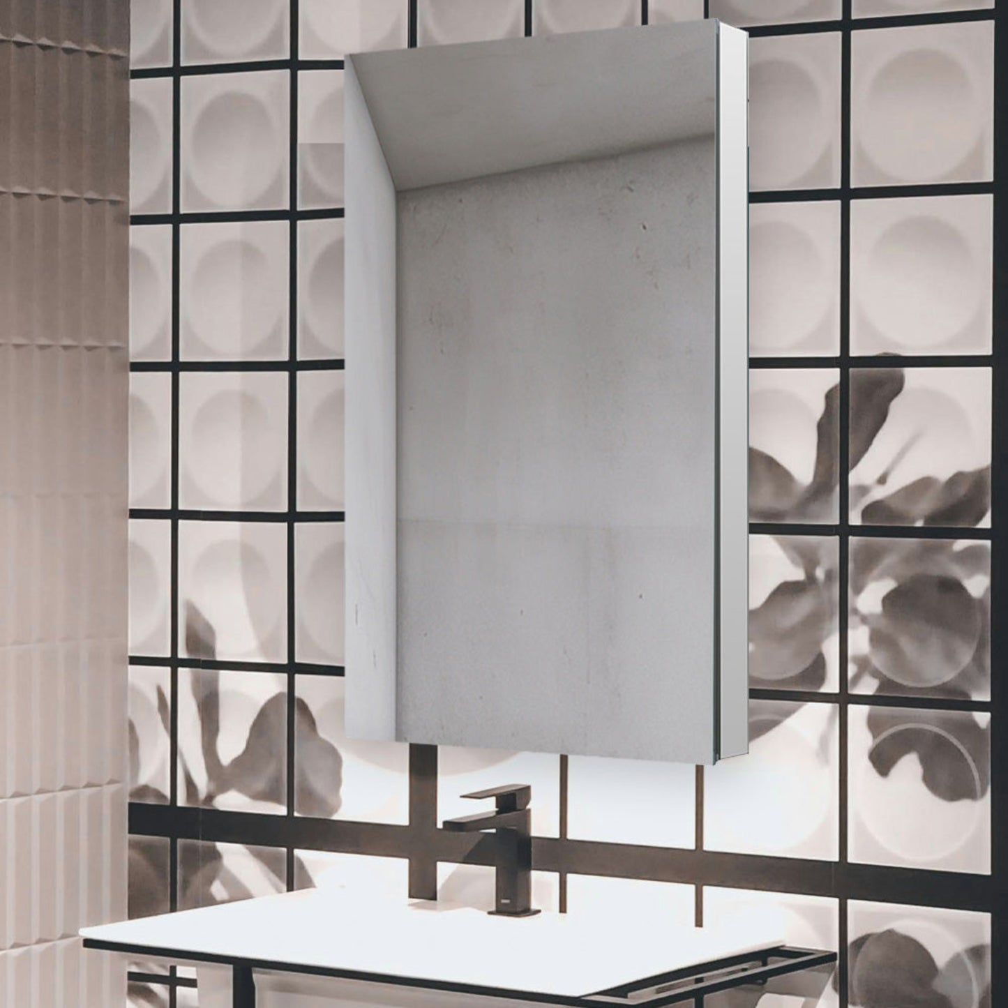 Aquadom Royale 24" x 40" Rectangular Right-Hinged Recessed or Surface Mount Medicine Cabinet With LED Lighting, Touch Screen Button, Defogger - R-2440R-E