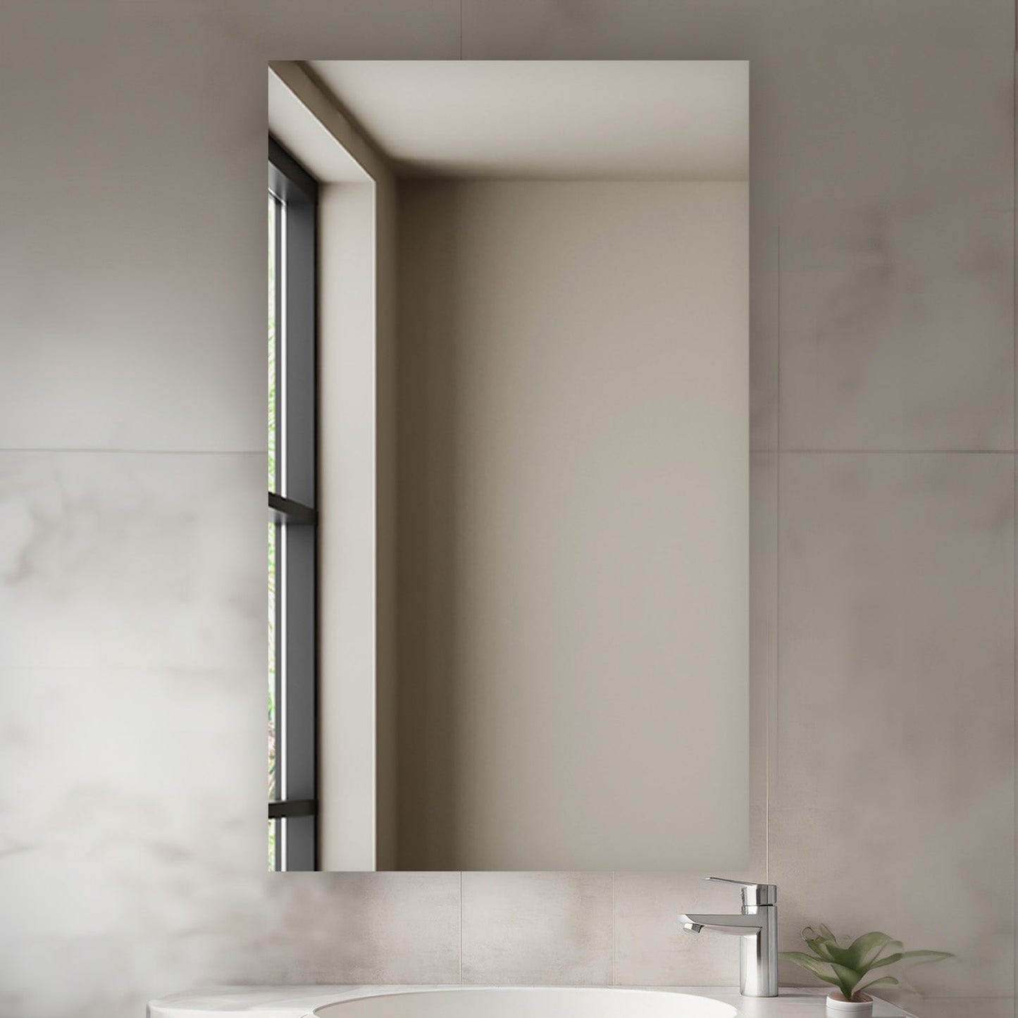 Aquadom Royale 24" x 40" Rectangular Right-Hinged Recessed or Surface Mount Medicine Cabinet With LED Lighting, Touch Screen Button, Defogger - R-2440R-E