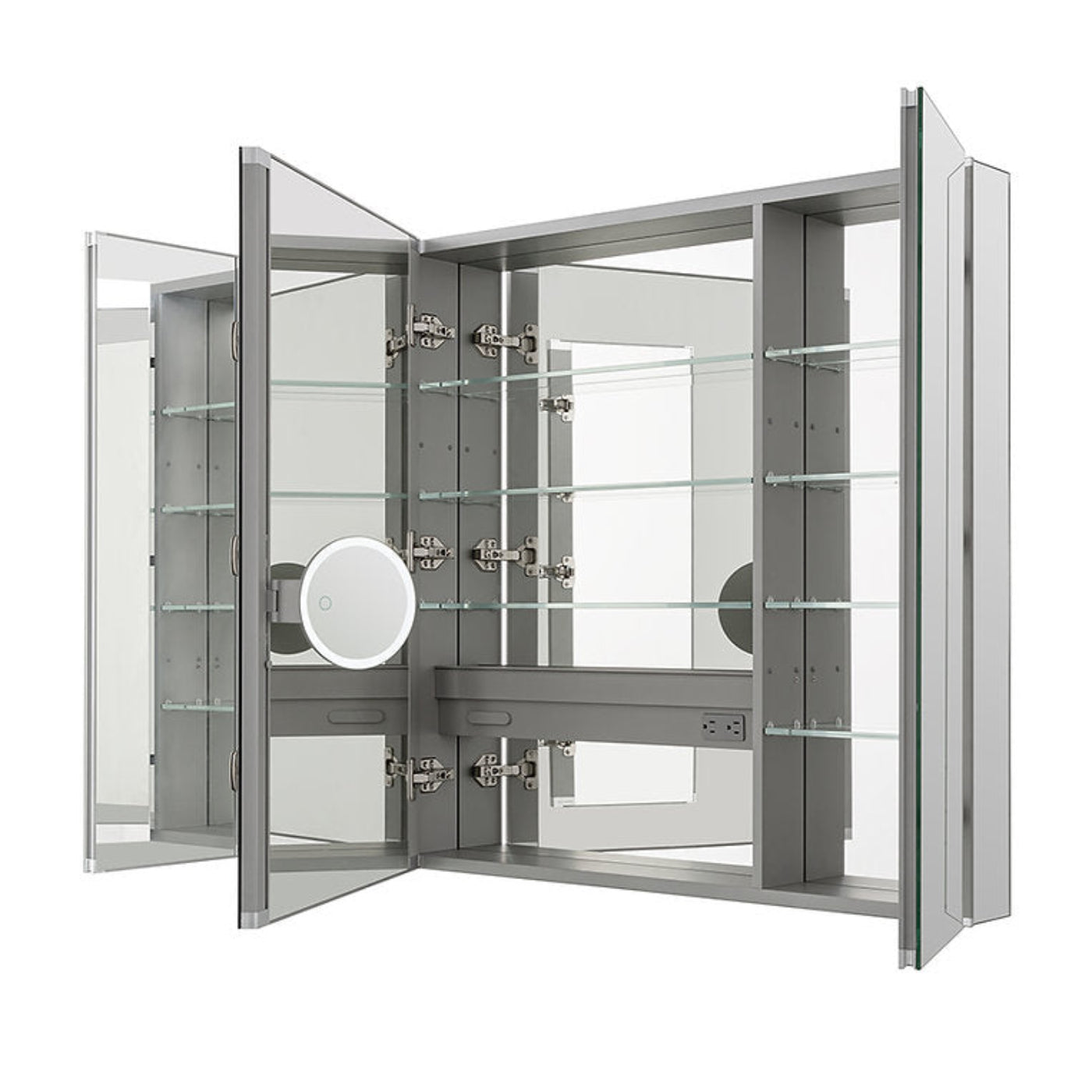 Aquadom Royale 36" x 30" Rectangular Triple-Door Recessed or Surface Mount Medicine Cabinet - R3-3630E-N