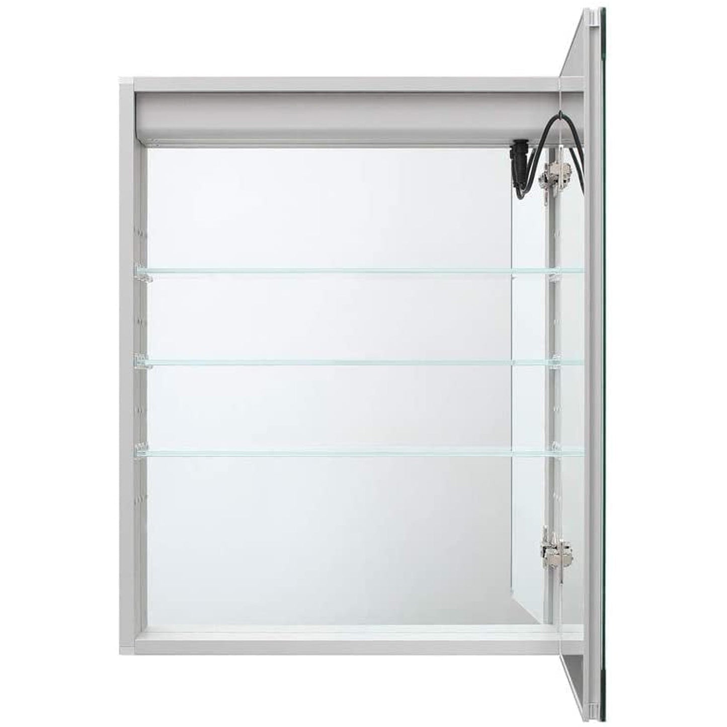 Aquadom Royale Basic 24" x 30" Single View Rectangular Left Hinged Recessed or Surface Mount Medicine Cabinet  With LED Lighting, Touch Screen Button, Dimmer - RB-2430L-N