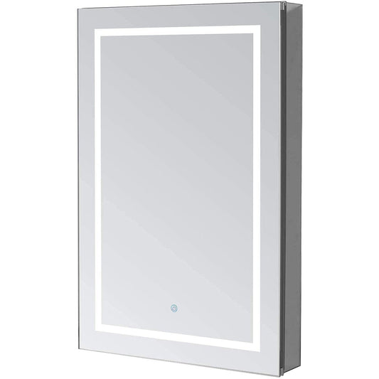 Aquadom Royale Basic Q 24" x 30" Single View Rectangle Left Hinged Recessed or Surface Mount Medicine Cabinet  With LED Lighting, Touch Screen Button, Dimmer - RBQ-243OL