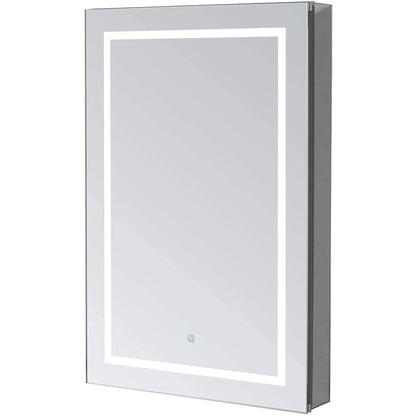 Aquadom Royale Basic Q 24" x 30" Single View Rectangle Left Hinged Recessed or Surface Mount Medicine Cabinet  With LED Lighting, Touch Screen Button, Dimmer - RBQ-243OL